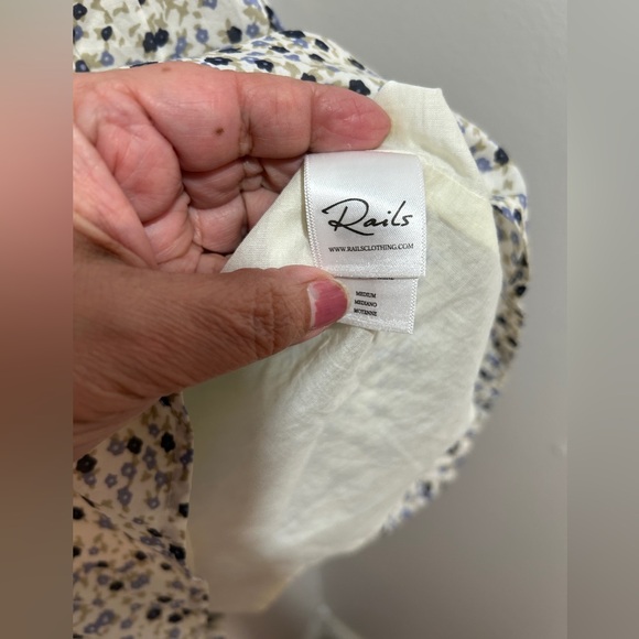 Rails Pippa Watercolour  buds Blue and Cream Floral baby doll dress Size M - Picture 7 of 11